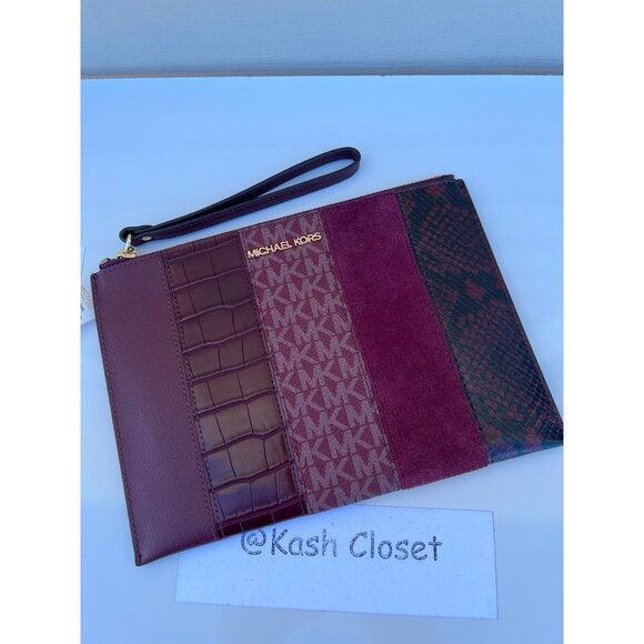Michael Kors clutch wristlet JST XL top zip merlot multi - Picture 3 of 8